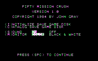 Fifty Mission Crush Title Screen